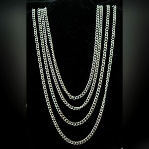 Silvertone Double Strand Necklace is 44"  Maker Unknown No Markings Fashion Only